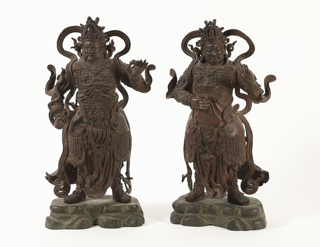 “That was a really stunning price,” Mason said of this pair of Chinese Ming dynasty lacquered bronze guardian figures that an international buyer bought for $187,500. It was the top price in the sale ($12/18,000).