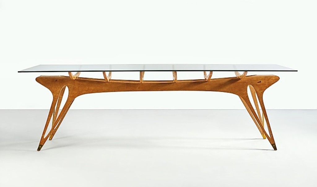 Selling for $6,181,350 was Carlo Mollino (Italy, 1905-1973), important and unique dining table, designed in 1949, executed in 1950 by Appelli & Varesio, Turin, Italy ($  million).