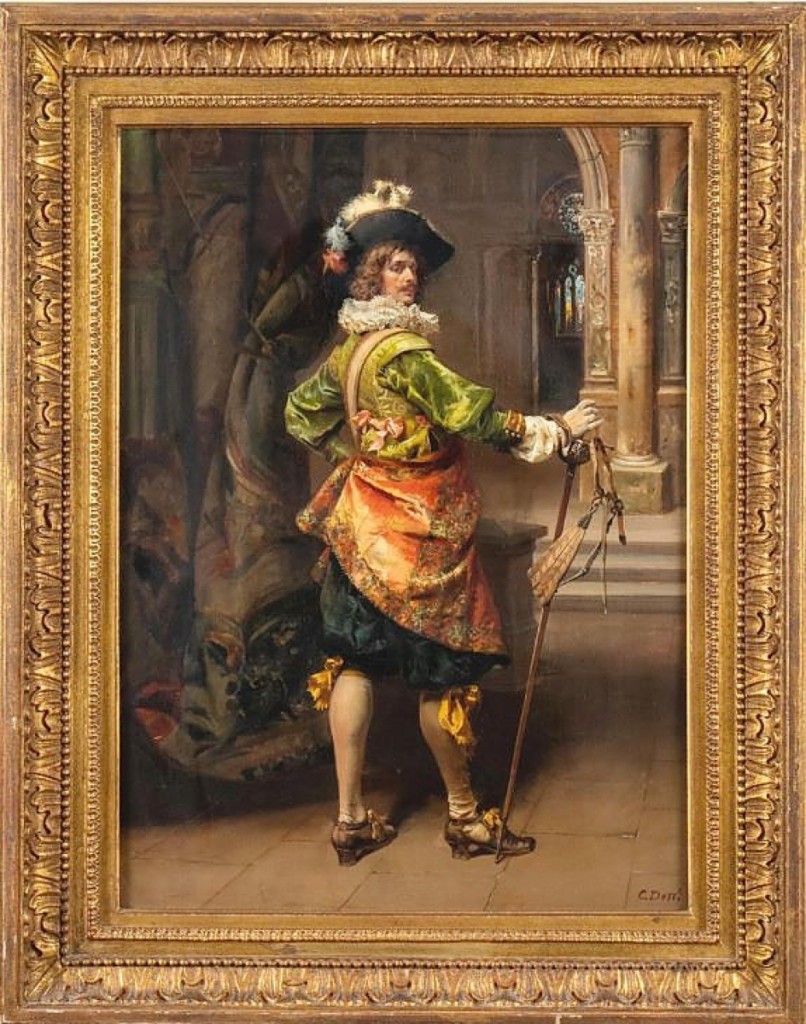 The sale was led by this portrait of a “Cavalier” by Cesare Auguste Detti (Italian, 1847-1914), which sold for $21,250. While Detti is largely known as a genre painter, he created a number of scenes featuring a cavalier in formal dress. He was represented by the well-known Parisian dealer Adolphe Goupil.