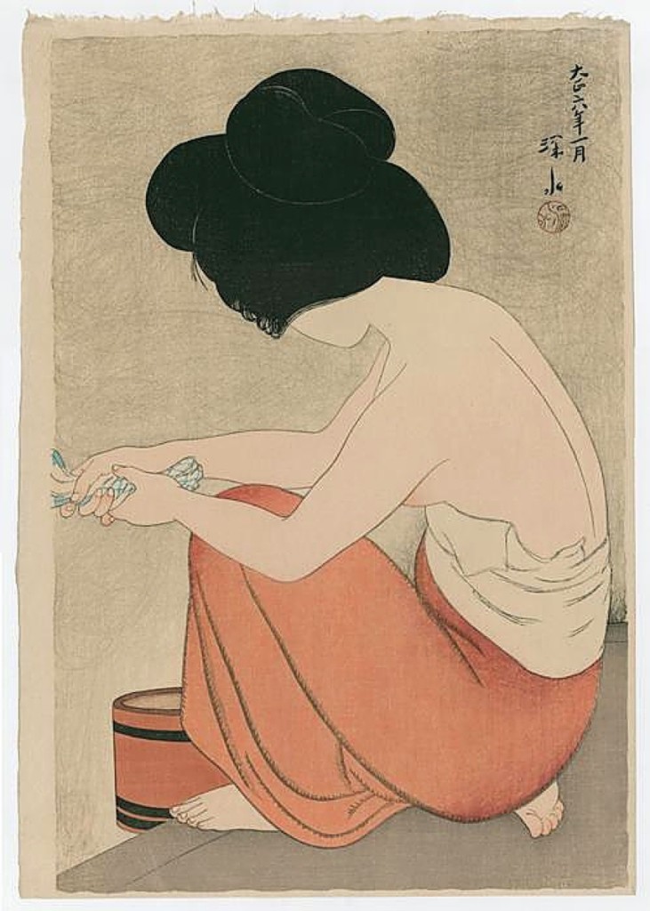 “After the Bath” by Shinsui Shinsui was from 1917 and on offer by The Art of Japan, Medina, Wash., priced on request.