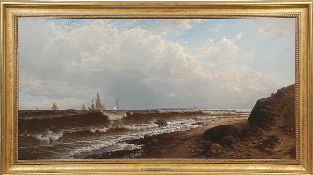 “It was a beautiful painting; I’d have thought it would have brought a lot more money,” Veilleux said of “Noon at Point Judith” by Alfred Thompson Bricher (New York / New Hampshire, 1837-1908), which fell short of its estimate but still brought the top price in the sale, selling to a phone bidder for $46,800 ($75/125,000).