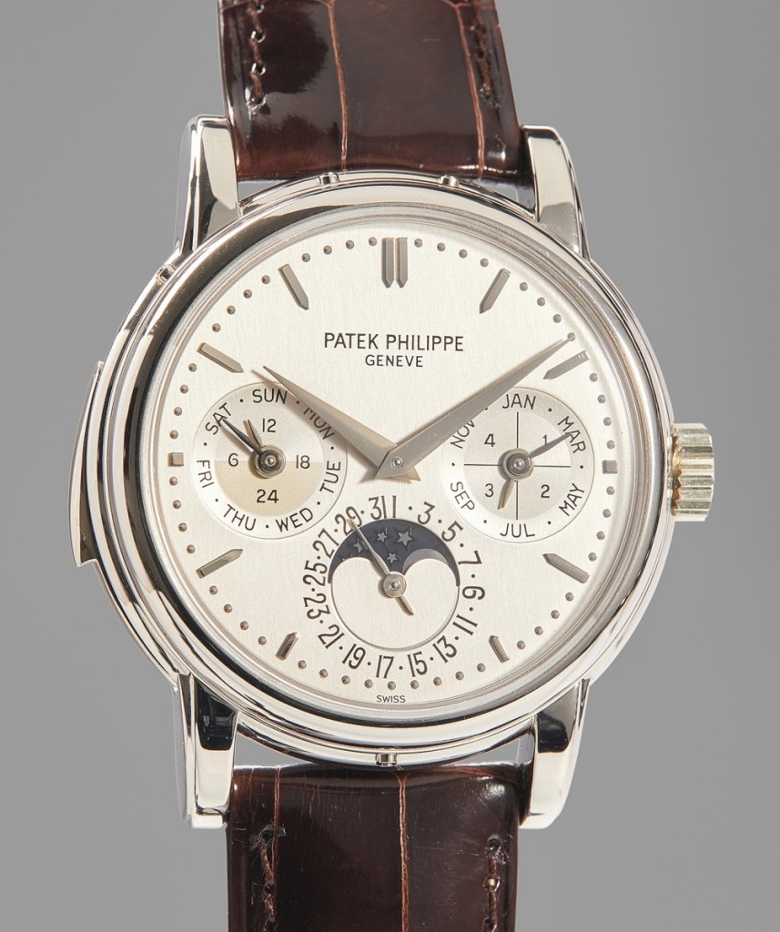Patek Philippe (Ref. 3974G-001) white gold minute repeating perpetual calendar wristwatch, sold for $1,022,200 December 12, 2020.