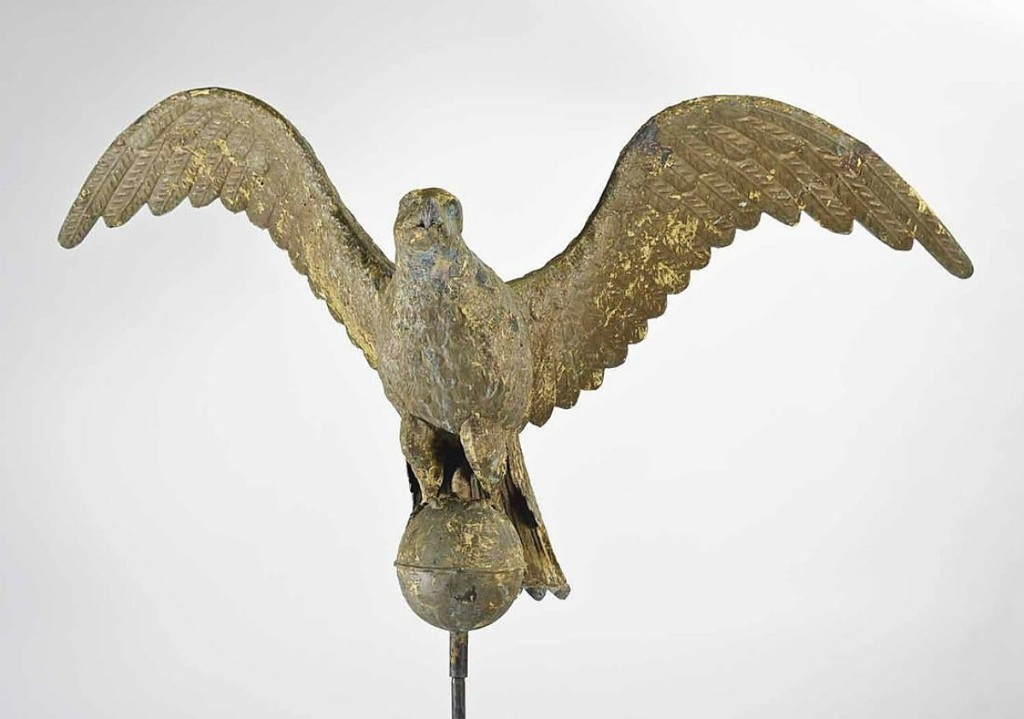 This full-bodied eagle weathervane, from a building near Glens Falls, N.Y., with a wingspan of 63 inches, earned $16,800, well over its estimate.