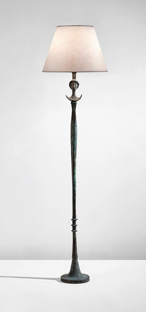 An Alberto Giacometti “Figure” floor lamp, designed circa 1933, later cast, went out at $277,200.