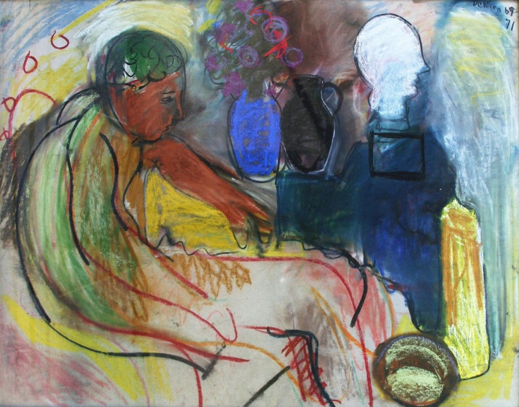 A Robert De Niro Sr painting, “Man in Artist’s Studio,” 1969-71, a pastel on paper, took top honors in the sale, realizing $5,400. Measuring 29½ by 39½ inches, it was signed upper right and framed.