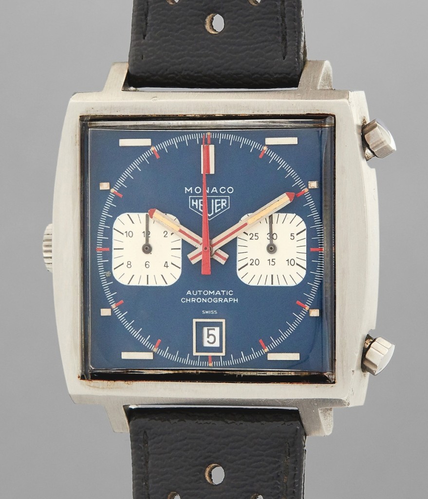 Heuer (Ref. 1133) stainless steel chronograph wristwatch with date,   given to Haig Alltounian by Steve McQueen,   sold for $2,208,000 December 12, 2020.