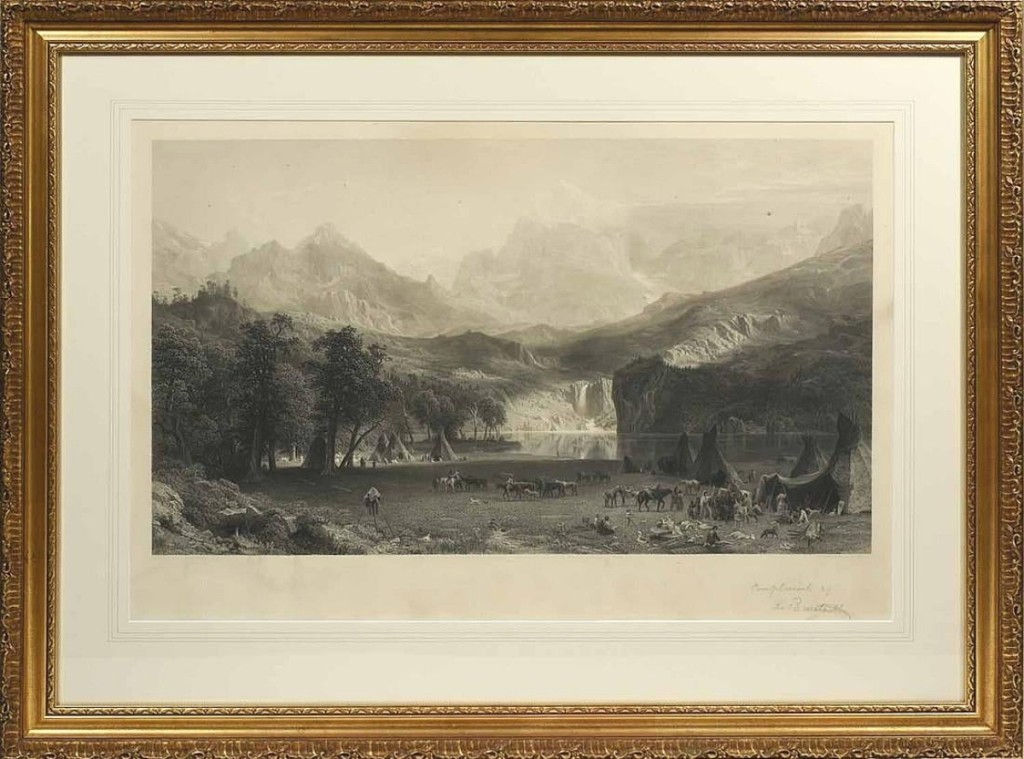 Better known for his landscape paintings, Albert Bierstadt (1830-1902) was also an accomplished etcher. Done after his painting “Rocky Mountains, Lander’s Peak,” this etching was pencil signed and realized $9,000. The painting is owned by New York’s Metropolitan Museum of Art and was done when Bierstadt was part of an exploring trip led by Landers in 1859.