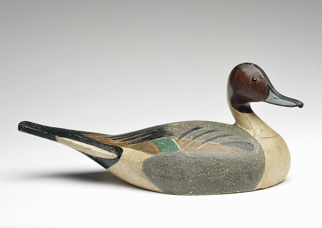 Setting a new auction record at $72,000 was a pintail drake carved by Lloyd Sterling, Crisfield, Md. It was almost 20 inches long, had an excellent provenance and had been included in at least two published books.