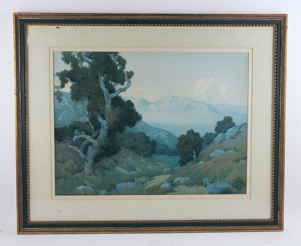 Frank Kaminski thought this watercolor titled “In the San Gabriel Canyon,” was “a real gem.” A buyer in California, bidding online, took the work by Marion Ida Kavanagh Wachtel (1876-1954) for $22,500 ($2/2,500).