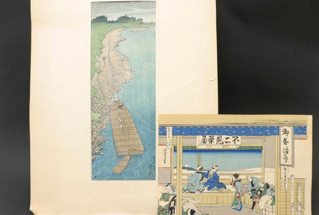 Leading the sale was this group lot of two Japanese woodblock prints that was discovered in a manila folder in Johnson’s library and nearly overlooked. An online bidder from Washington state, who has been a long-time buyer of Japanese woodblock prints paid $29,900 ($150/250).