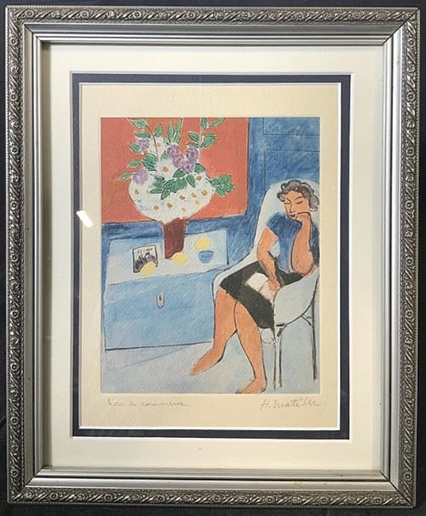Written in pencil to this print from Henri Matisse (1869-1954) was “Hors de Commerce,” a demarcation at the time of printing that meant it was not to be sold. It was. The signed lithograph went out at $5,535.