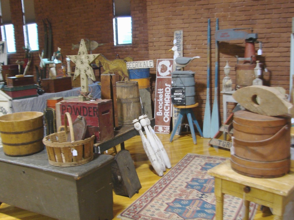 Doc Engine and Jim Luskey filled their booth with an assortment of woodenware, trade signs and carvings. They were asking $175 for this gull. The one-piece horse at the left was priced $145.