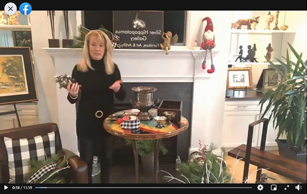 One of the Facebook/Ruby Lane Do-It-Yourself videos was this one on holiday décor, featuring Beth Scanlon Melfi of the Silver Hippopotamus in Swansea, Mass.