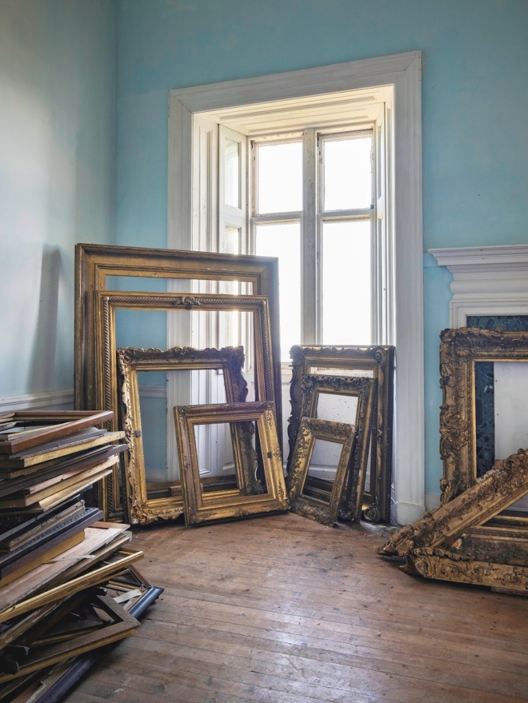 Frames in every size imaginable, stacked up in Dunrobin’s attic rooms.