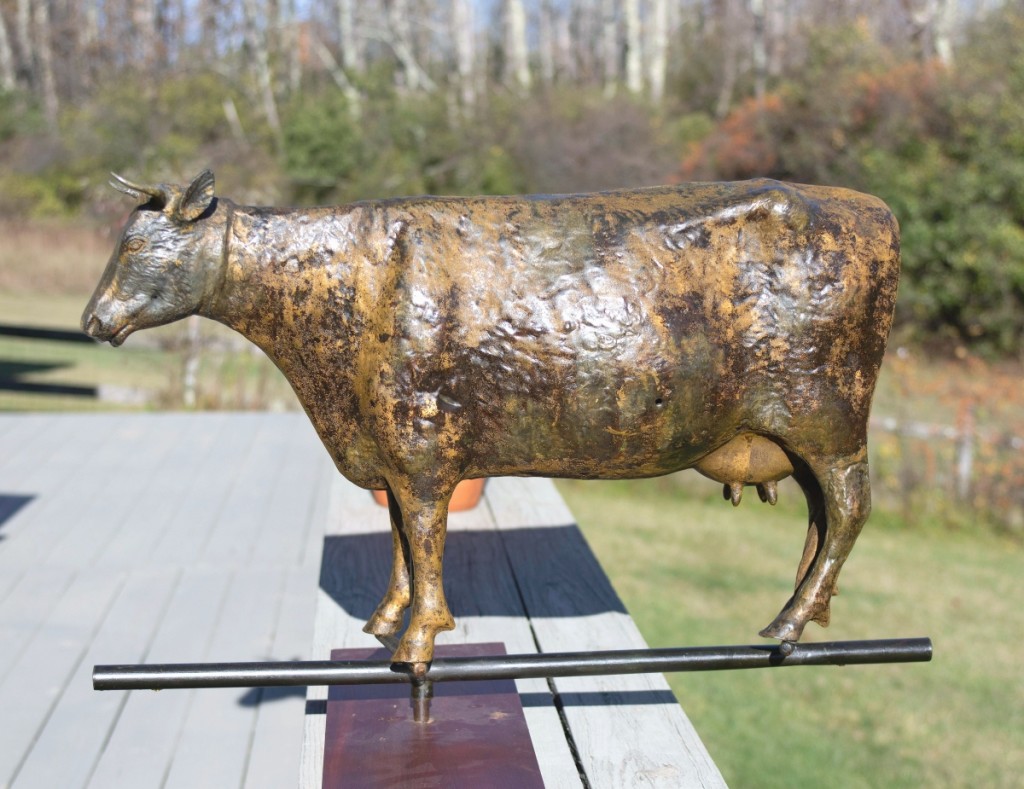 Nathan said this full-bodied cow weathervane had its original gilding. Bidders took the 31-inch-long example to $6,150.