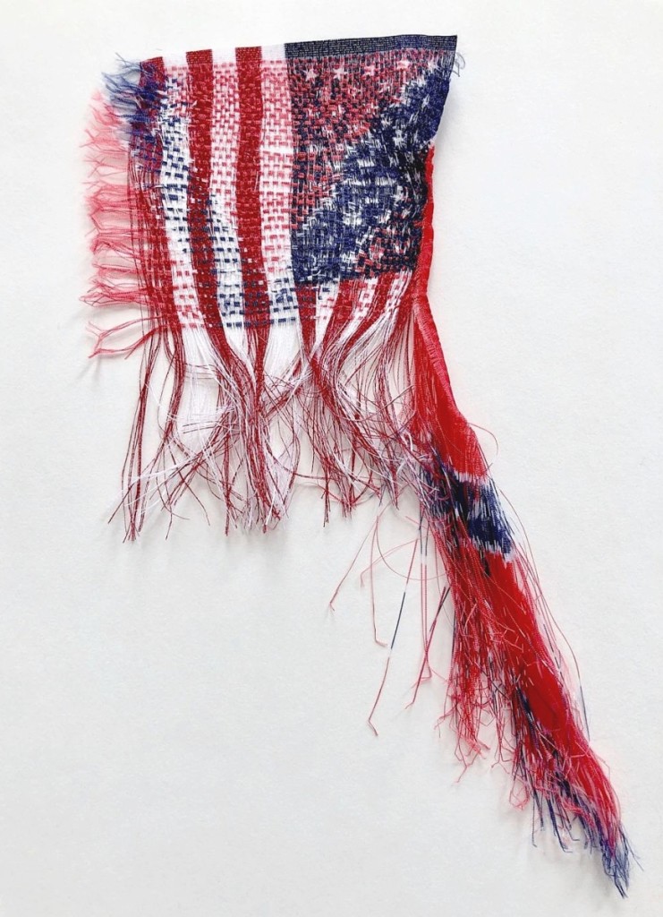 “Democracy 2020: Craft & The Election” is on view at the Craft in America Center through January 2. It features the work of 21 American artists, among them Sonya Clark, whose piece “these days this history this country” of 2019 incorporates unwoven and rewoven American and Confederate flags. “Democracy” is also the title of one of two new Craft in America episodes airing on PBS.