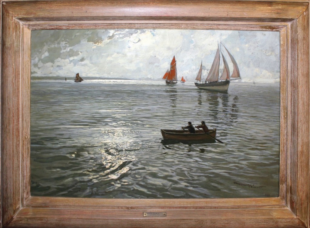 “That was beautiful; it looked better in person than it did online,” Merrill said of this marine landscape painting by Marcel Clement (Canadian, b 1873) titled “Silver Glitter” and dated 1930. It brought $8,050 ($10/20,000).