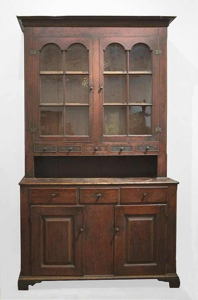 The highest selling piece of full-size furniture from the Wagner Collection was this two-part Dutch cupboard, Pennsylvania, circa 1810. It sold for $6,600.