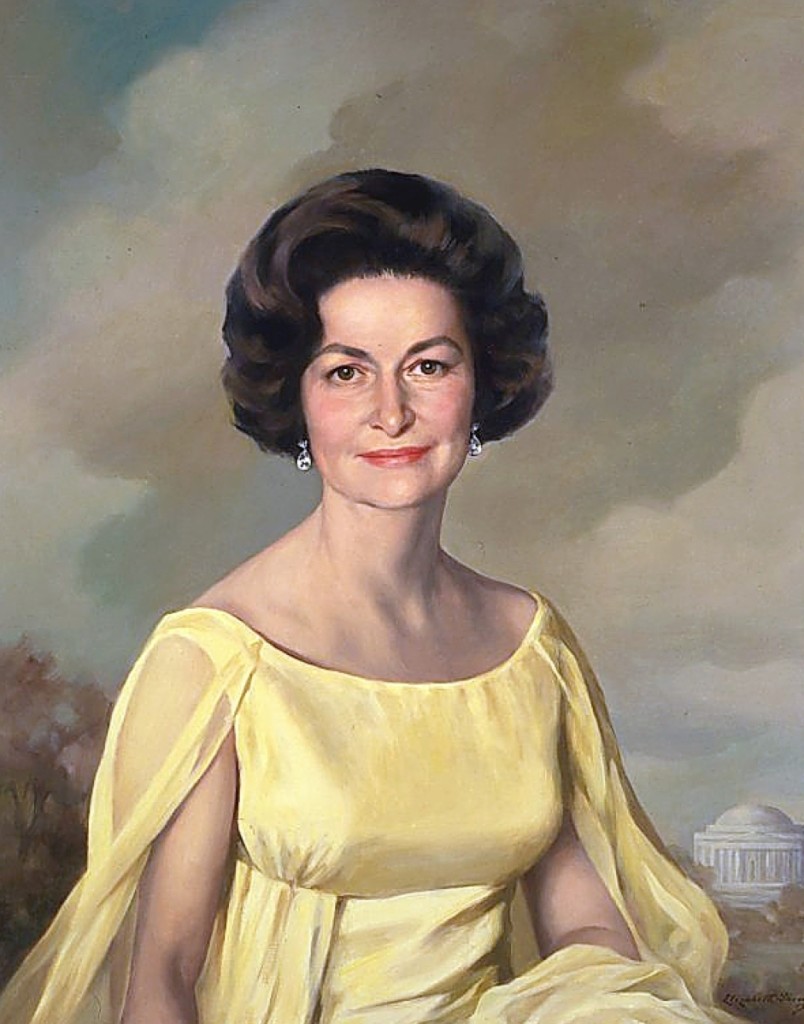 “Lady Bird Johnson” by Elizabeth Avinoff Shoumatoff, 1968, oil on canvas, the White House, photo courtesy the White House Historical Association.