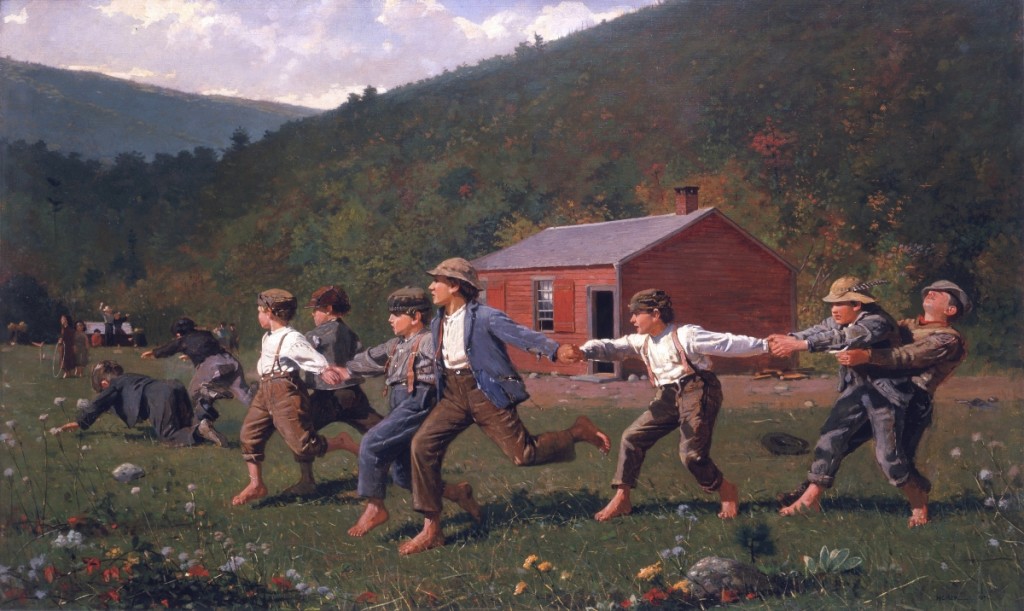 “Snap the Whip” by Winslow Homer (1836-1910), 1872. Oil on canvas. Collection of The Butler Museum of American Art, Youngstown, Ohio: Museum Purchase, 1919/Bridgeman Images.