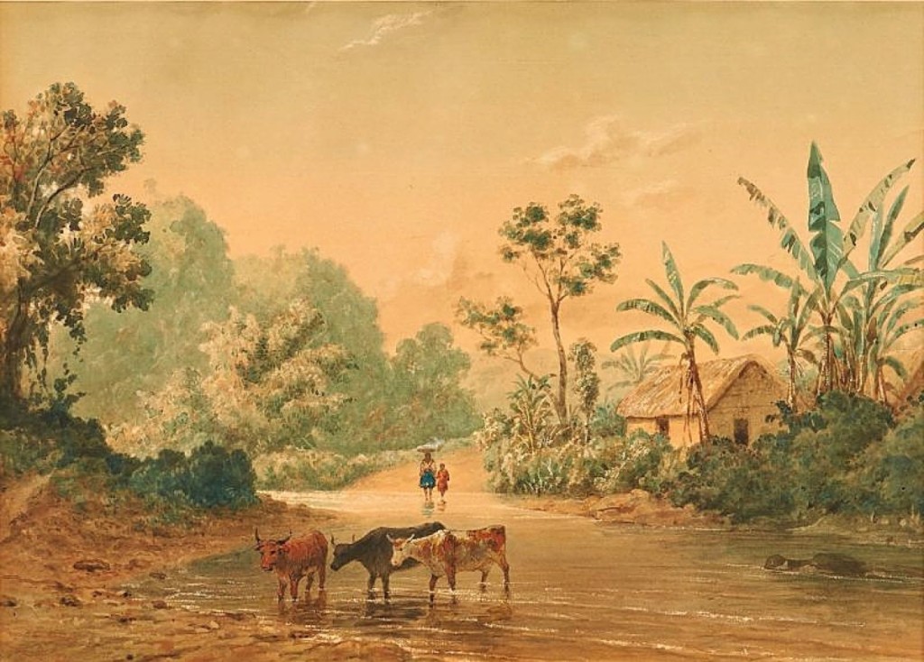 Selling for $33,280 was a watercolor landscape by Michel Cazabon (1813-1888), among the most famous painters from Trinidad and Tobago. According to Drury, the painting is headed back to that country with its new owner. According to the consignor, the work had been acquired by a relative of theirs when they worked in the Carribean with the Theodore Roosevelt administration. Measures 9-  by 13-  inches.