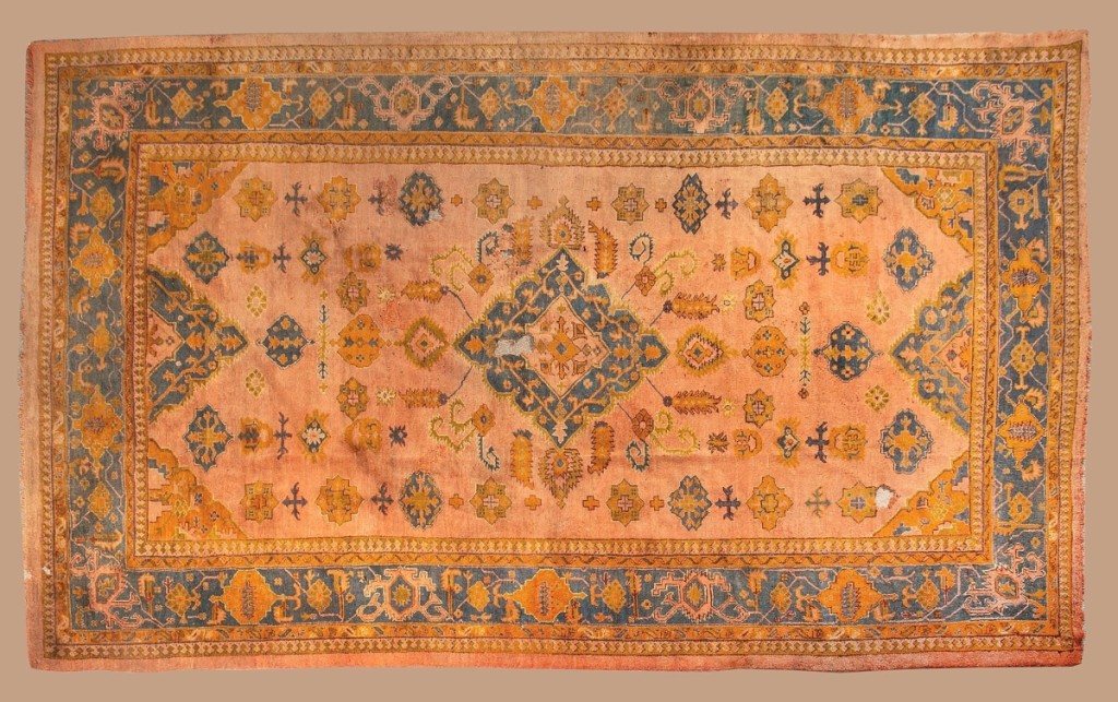 The Cobbs sales usually include Oriental rugs from local homes and institutions. Selling for $3,900 was this antique 10-foot-by-17-foot Oushak. It had come from the attic of a local institution and had condition issues.