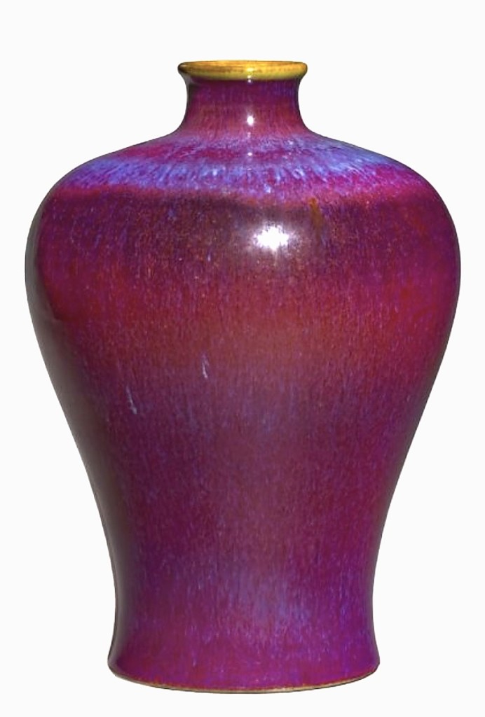 A flambé meiping vase with Qianlong mark and of the period (1736-1795), and with Christie’s London provenance flew past its estimate of $6/12,000 to sell for $21,000 to a Chinese buyer bidding by phone.