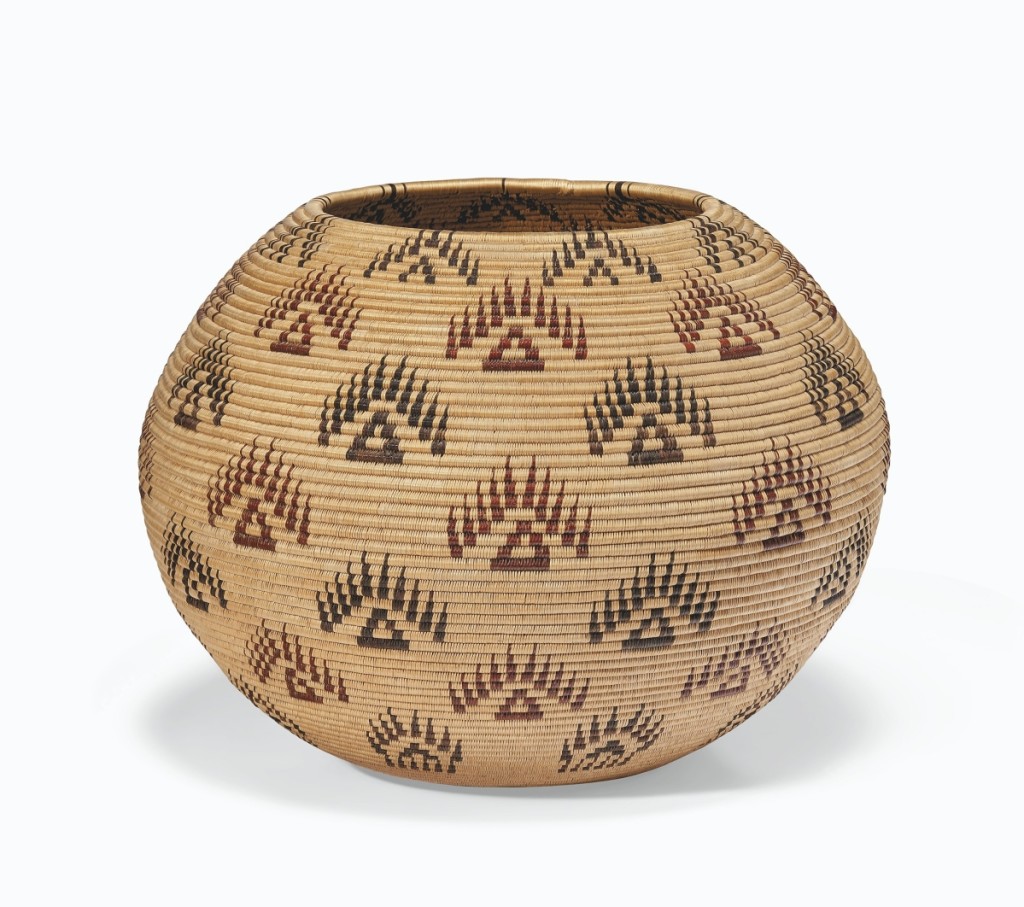 This Washoe basket was one of two works in the sale by Dat So La Lee (Louisa Keyser, 1850-1925). It brought $237,500 against an estimate of $40/60,000. The other basket had been estimated at $50/100,000 and sold for $87,500. The two baskets were from the same collection and will be staying together as the same buyer acquired both.
