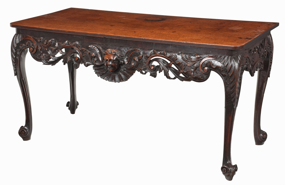 The top lot of the weekend was this Irish George II carved mahogany side table from the Johnson estate that had provenance to a 1992 Sotheby’s sale as well as English furniture dealer, Mallett. Phone and internet bidders from the United States, Canada and the United Kingdom came to the table but in the end, a private collector, bidding on the phone, took it for $159,900 ($30/50,000).