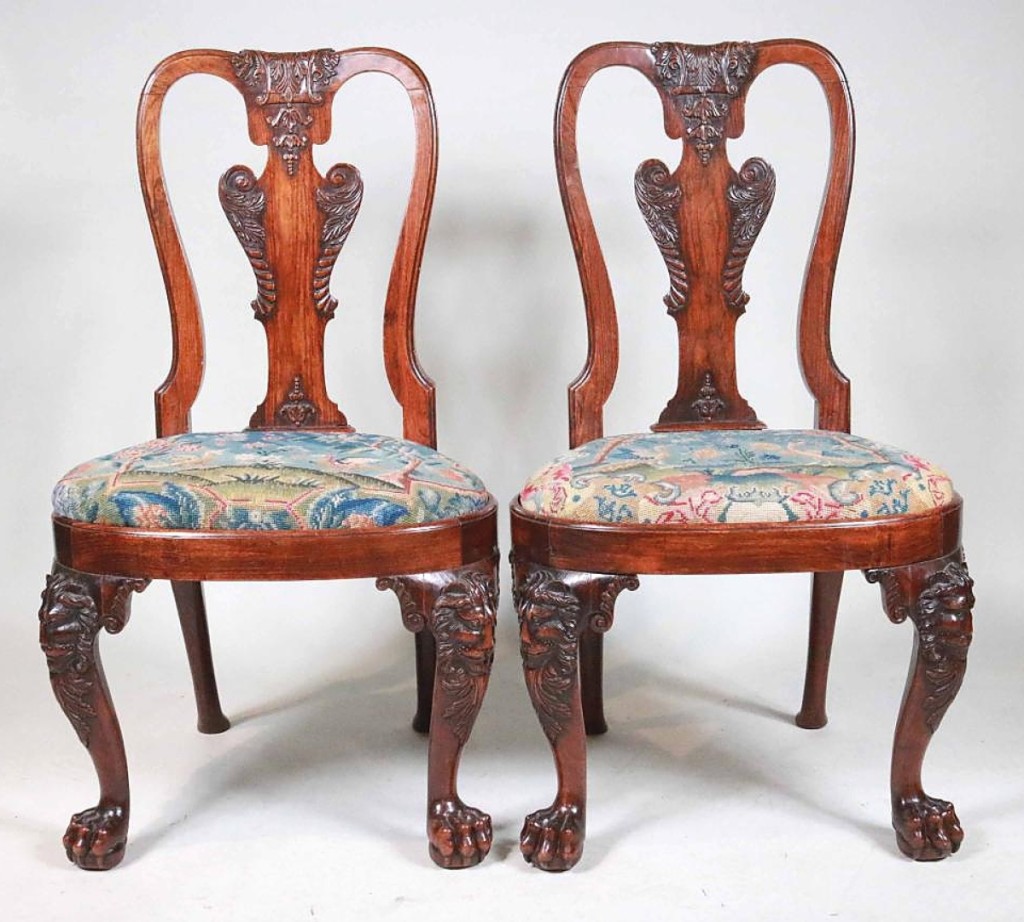 Bringing $221,400 was this pair of George II Anglo Chinese huanghuali side chairs with compass seats and slip seat frames ($30/50,000).