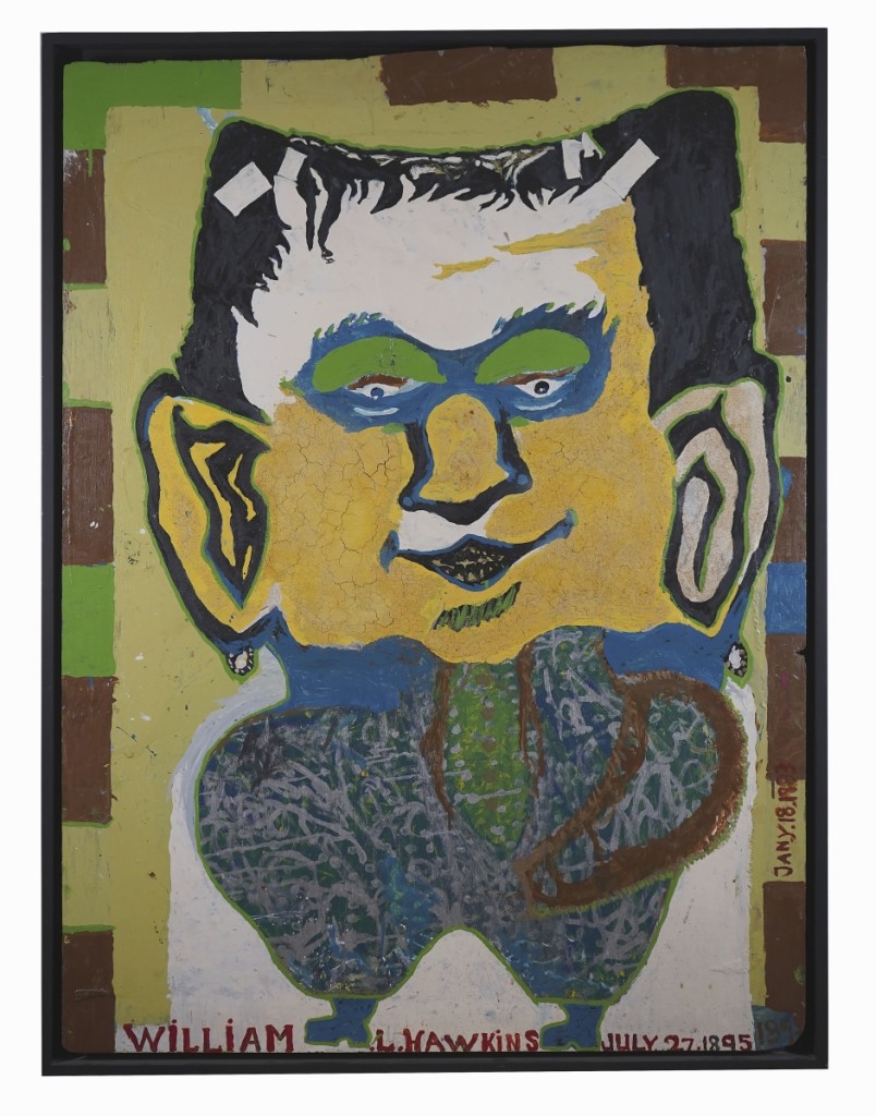 The sale also included “Frankenstein” by Outsider artist William Hawkins, who was inspired by the image on a box of Frankenberry cereal. Estimated $25/50,000, it finished at $41,000. The painting will return to its hometown of Columbus, Ohio, won by a dealer on the phone.
