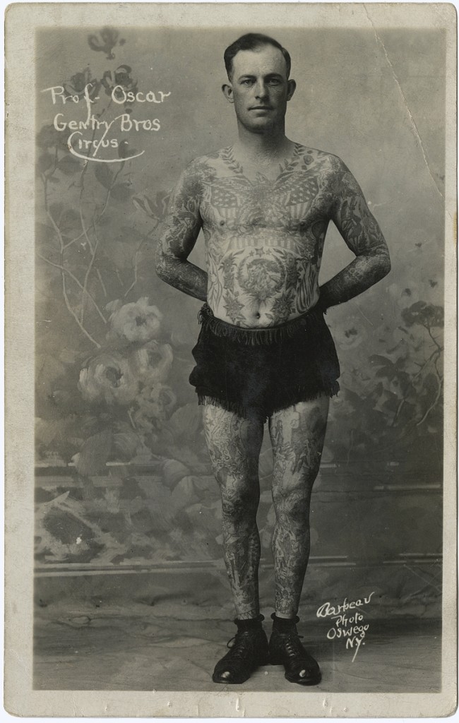 Boston tattoo artist Professor Oscar Bouchard, circa 1928. Private Collection