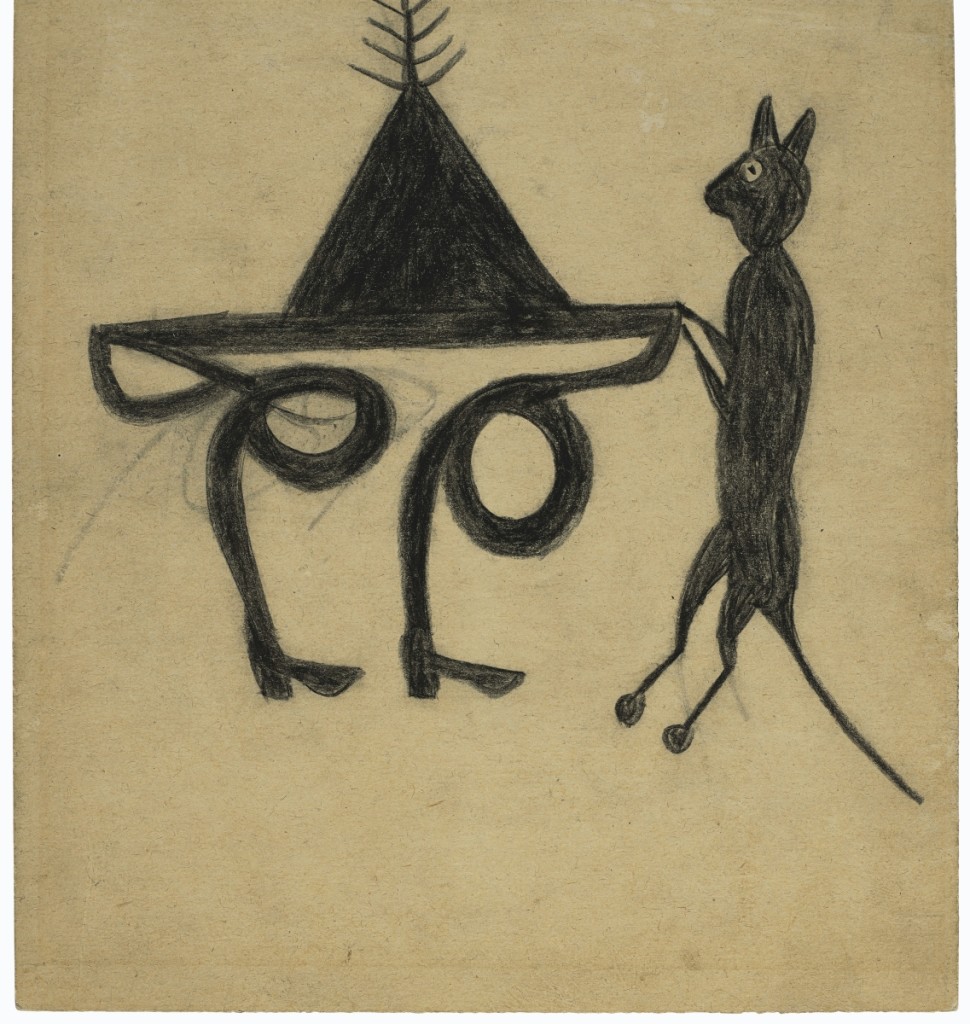 “Anthropomorphic Figure and Cat,” a 1939 work by Bill Traylor, featured to its back a “Sept 9, ‘39” date written by Charles Shannon, only about three months after Shannon took notice of the artist. It was featured in three exhibitions, including the 1989-92 Smithsonian traveling show “African-American Artists 1880-1987: Selections from the Evans-Tibbs Collection.” The 9-by-8¼-inch work sold for $118,750. William Louis-Dreyfus Foundation Collection.