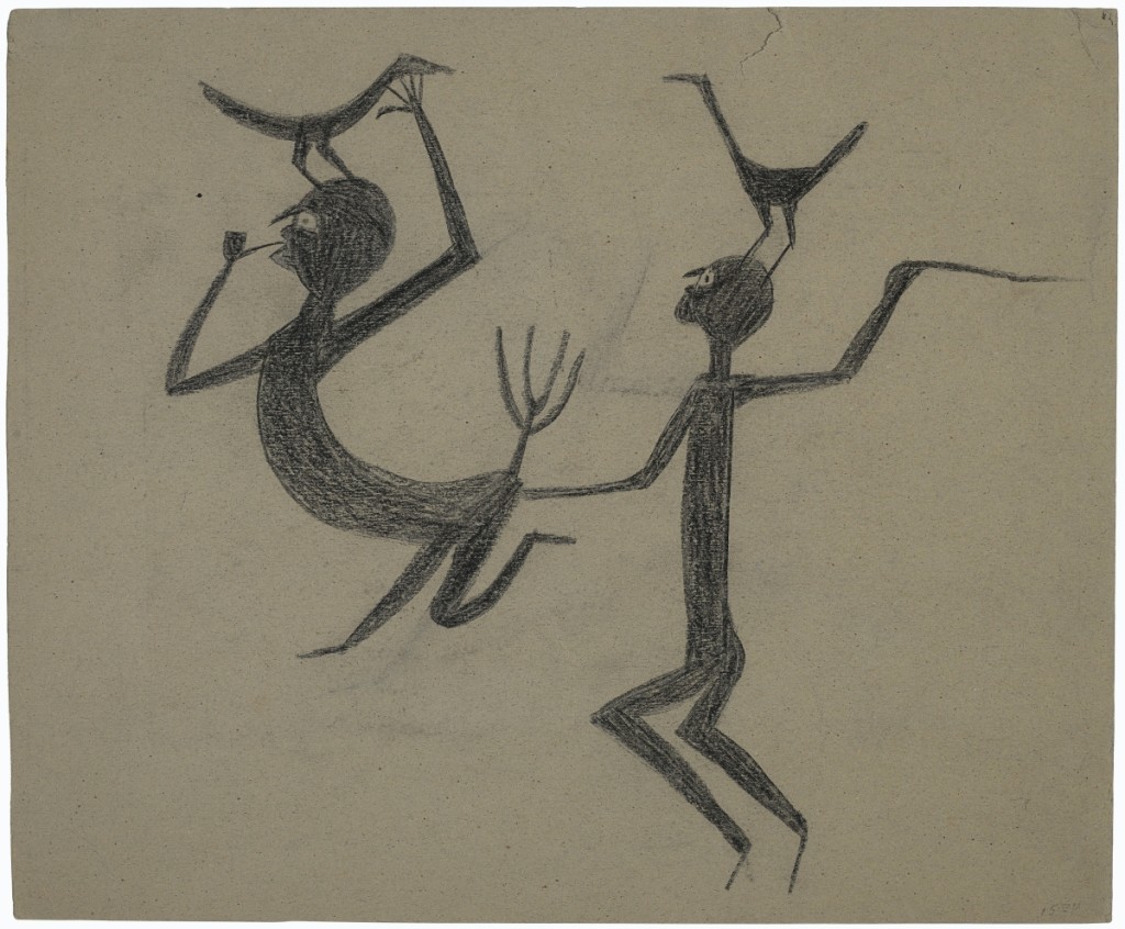 Rising to $93,750 was “Two Figures with Pitchfork and Birds” by Bill Traylor. Having been in two stationary exhibitions and one traveling show, this work has hung on the walls of six American museums. William Louis-Dreyfus Foundation Collection.