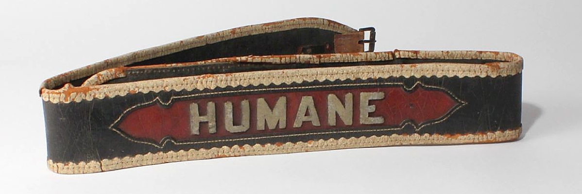 The first object to enter the “Humane” collection at Old as Adam was this fireman’s belt of tooled leather, circa 1860s. The dealer wrote, “With its contemporary association with lifesaving, the word ‘Humane’ was a popular name for fire companies in the Nineteenth Century... Composed of volunteers, early fire companies were akin to fraternal social clubs. They functioned as semi-private organizations, receiving most of their funding from insurance company payouts.”