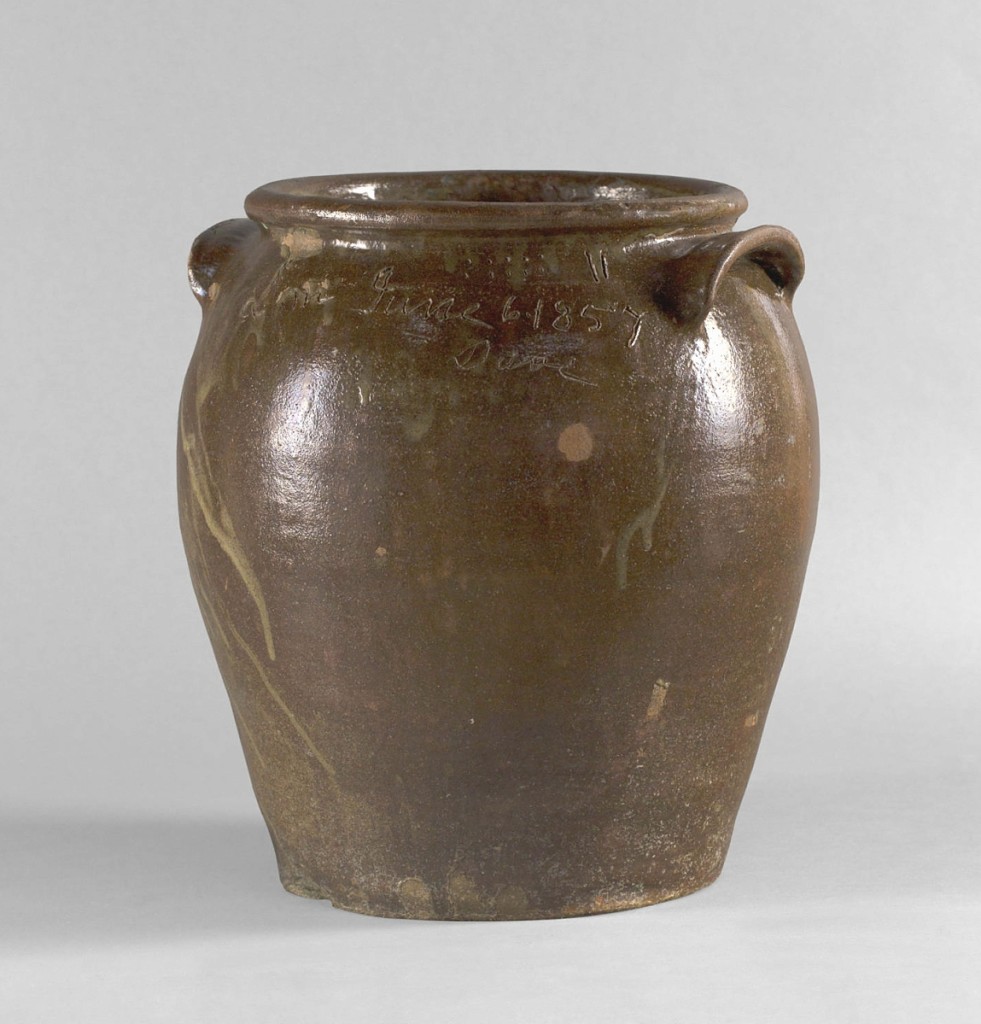 David Drake (American, circa 1801-after 1870), alkaline-glazed stoneware jar, dated June 6, 1857. Courtesy Saint Louis Art Museum.