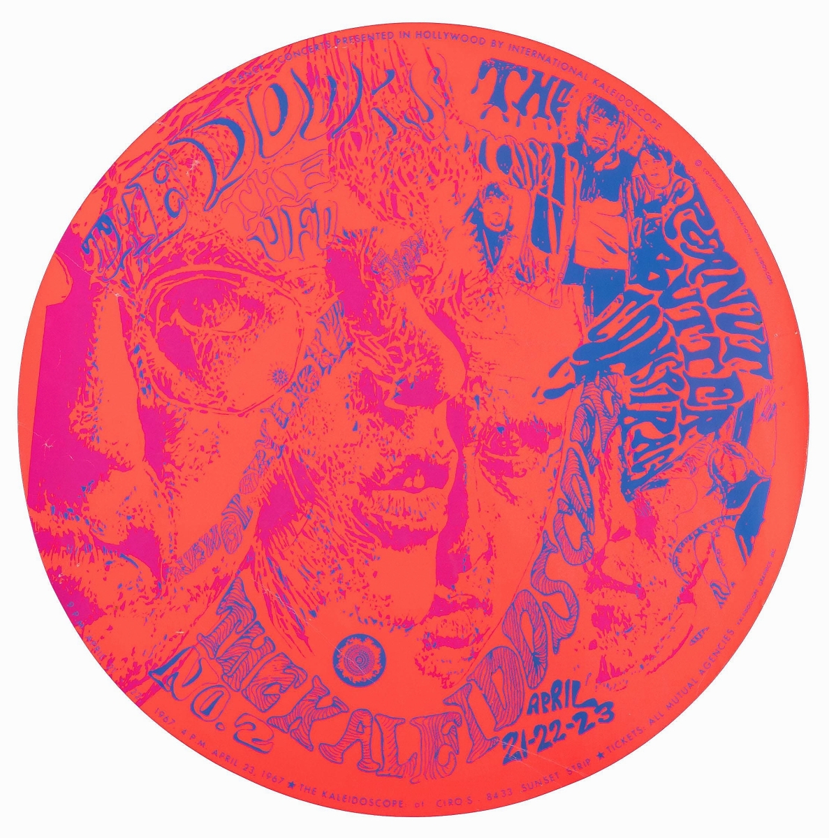 At $6,600, this scarce The Doors concert poster was the highest priced poster in the sale. The venue, The Kaleidoscope, was a psychedelic rock venue run by the management of the band Canned Heat, and it only existed for about six months.