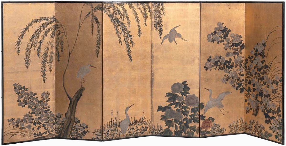 Topping Japanese works of art in any of the three sessions of sales was this Meiji period six-panel screen, depicting cranes in a landscape in ink, color and gold leaf. It flew to $7,500 where it was bagged by a private collector in New York City who was bidding by phone ($ ,000).