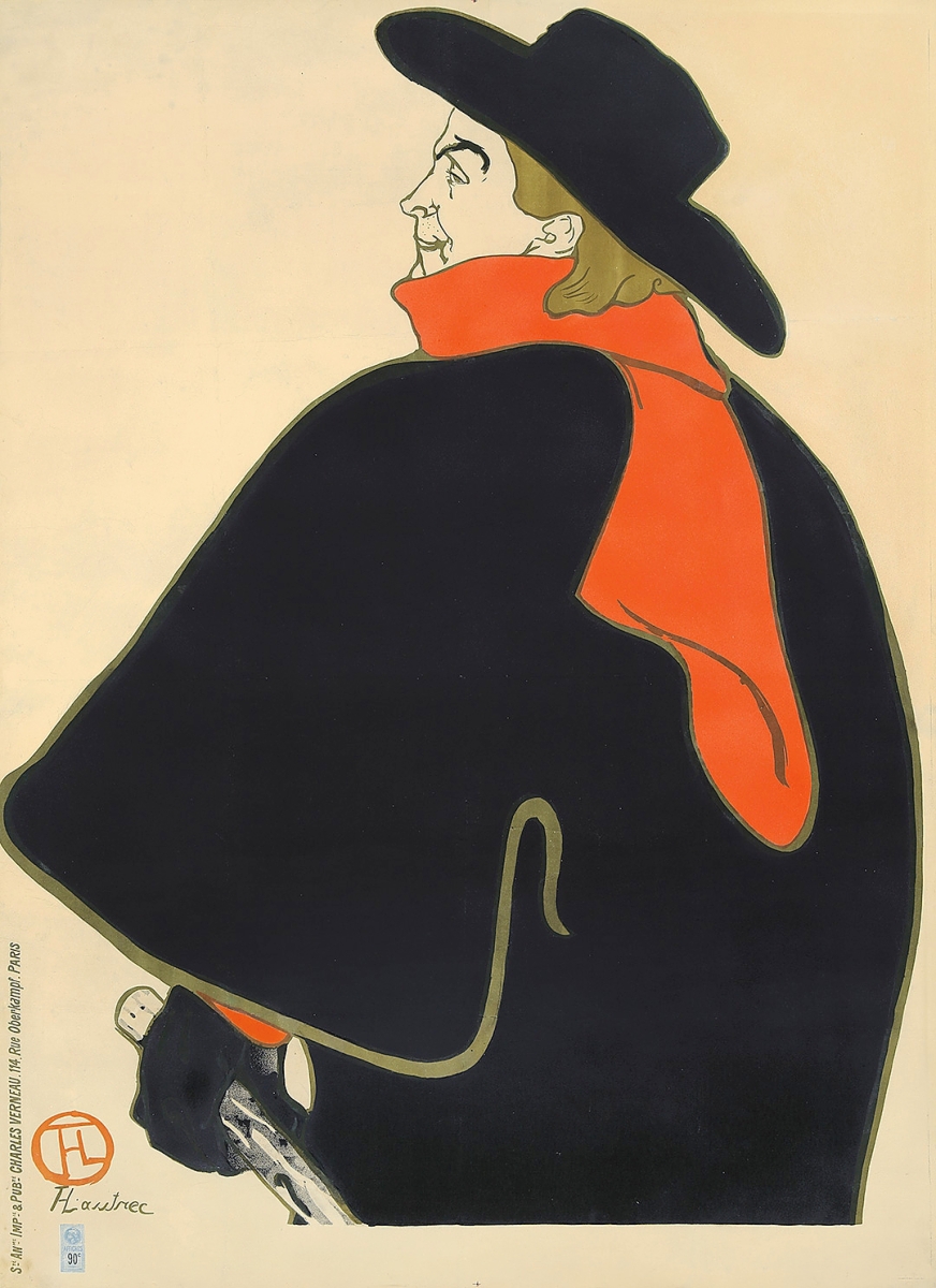 Henri de Toulouse-Lautrec’s (1864-1901) tour de force work Aristide Bruant dans son Cabaret, 1893, realized $36,000.