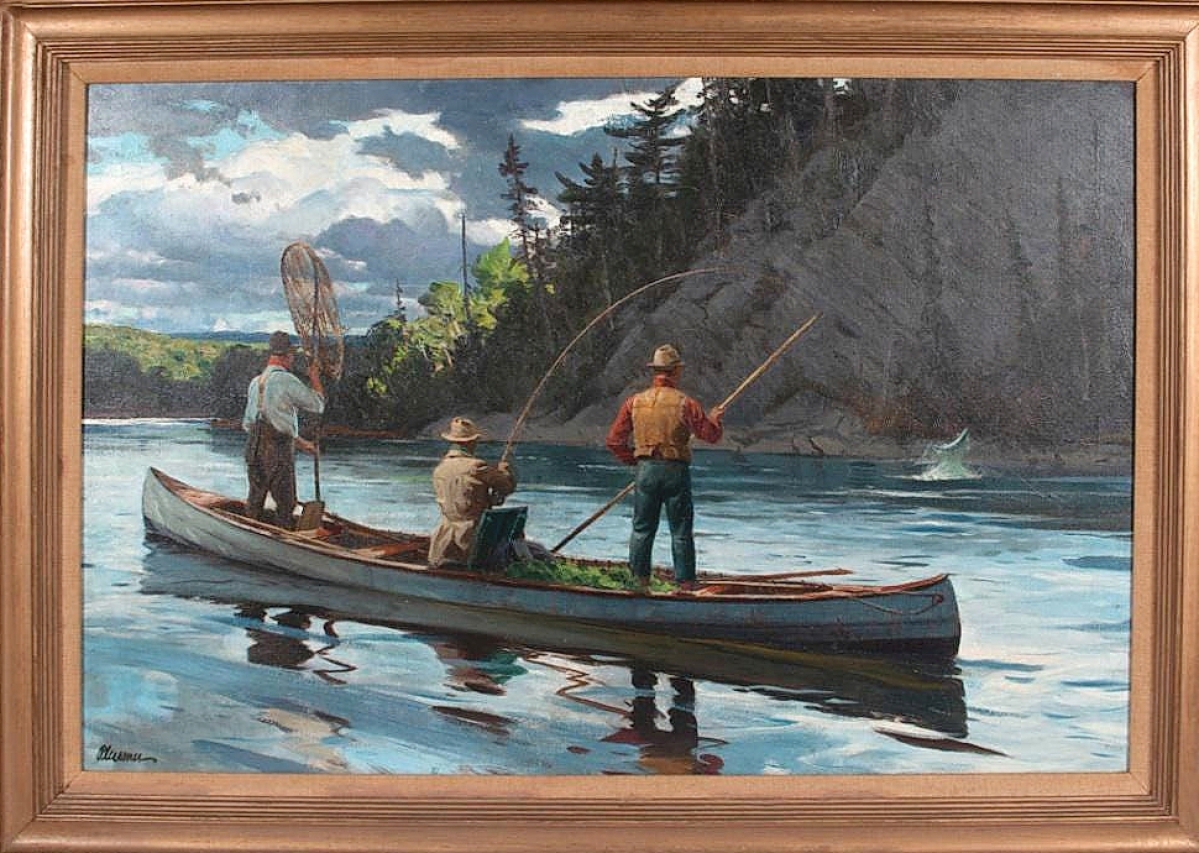 Ogden M. Pleissner’s 1938 oil “Jimmy’s Pool on the Restigouche” brought $240,000. It was the second highest auction result for the artist. When, in 1932, the Metropolitan Museum of Art acquired one of his paintings, it was noted that he was the youngest artist in its collection.
