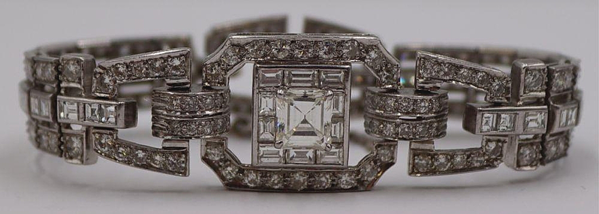 “It was magnificent,” Clarke said of this platinum and diamond bracelet that topped the jewelry offerings. Totaling more than 13 carats of diamonds in various cuts and sizes, it exceeded expectations, selling for $16,250 to a bidder in the room ($8/12,000).