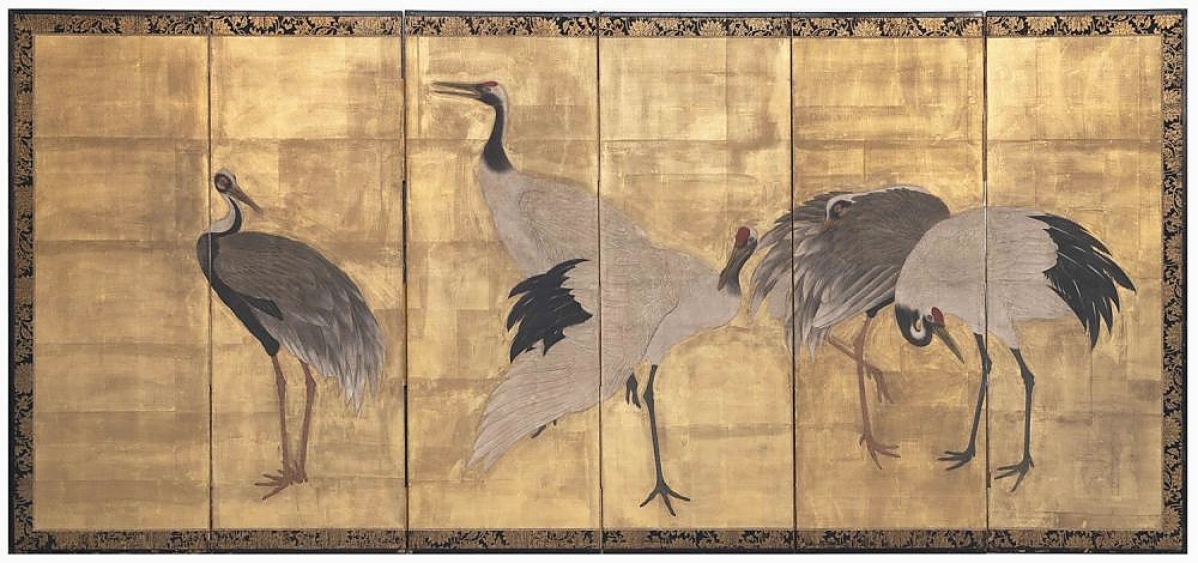 An online bidder from Michigan pushed interest in this Edo period Japanese six-panel screen with cranes to $6,875. It was from the Symmes/Shiro Kuma collection from Atlanta, Ga. ($1,5/2,500).