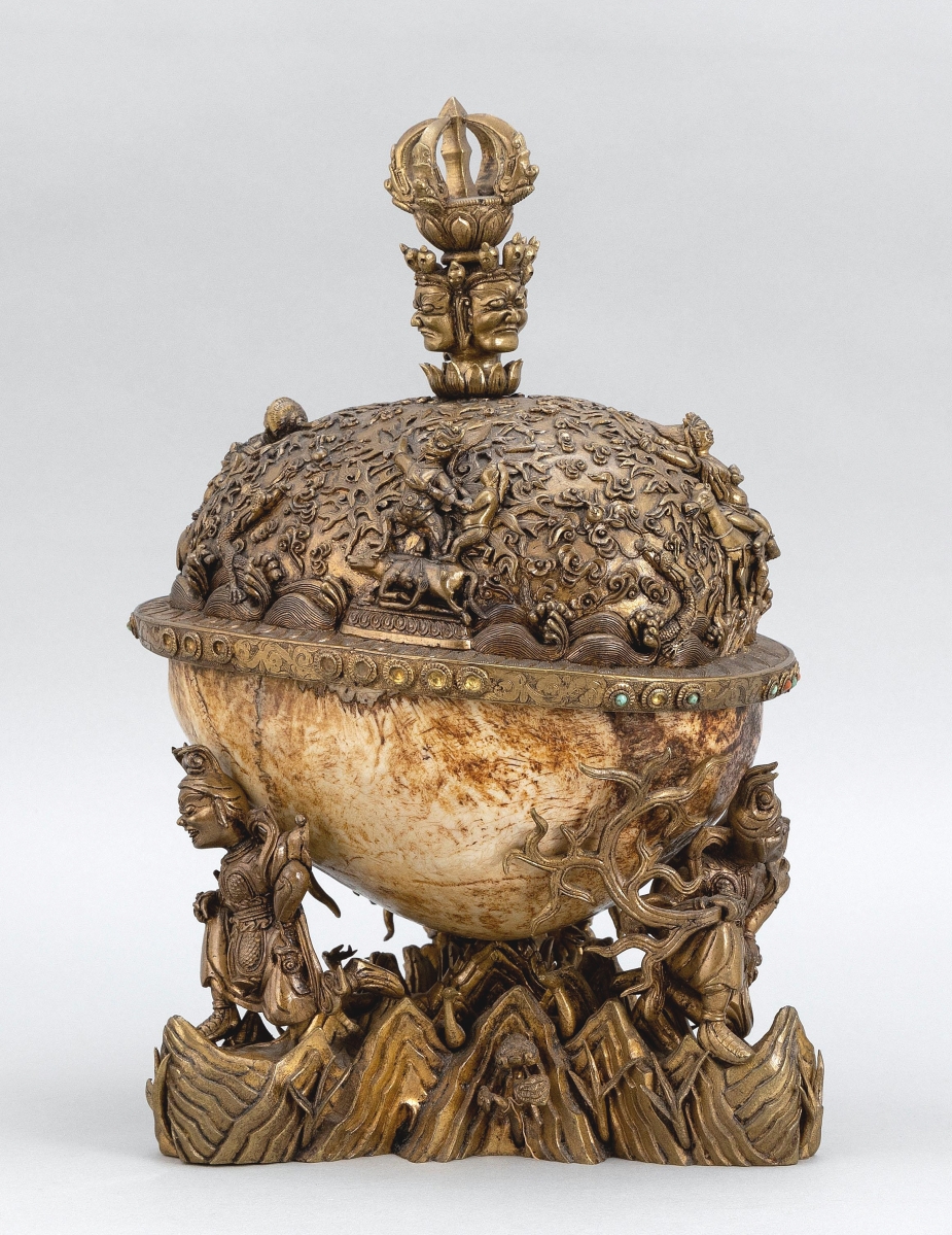 This Nineteenth Century Chinese bronze kapala headed the offering of works from the India House collection and sold to an online Chinese buyer for $6,875 ($3/5,000).