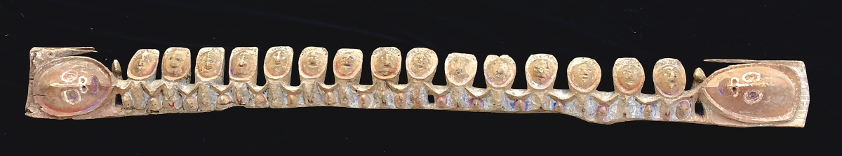 Sydney, Australia, Oceanic Art dealer Chris Boylan had this lintel from the Yangoru area of East Sepik Province in Papa New Guinea. It was made by a series of ancestral spirit heads, adorned the façade of the Abelam Men’s Ceremonial Spirit House and was 9 feet long.