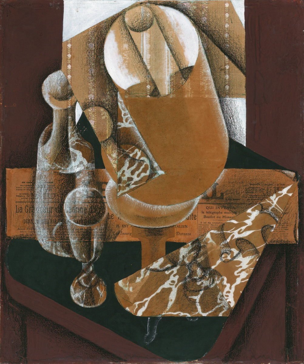 “The Lamp” by Juan Gris, 1914. Pasted papers, gouache and conté crayon on canvas. Private collection.
