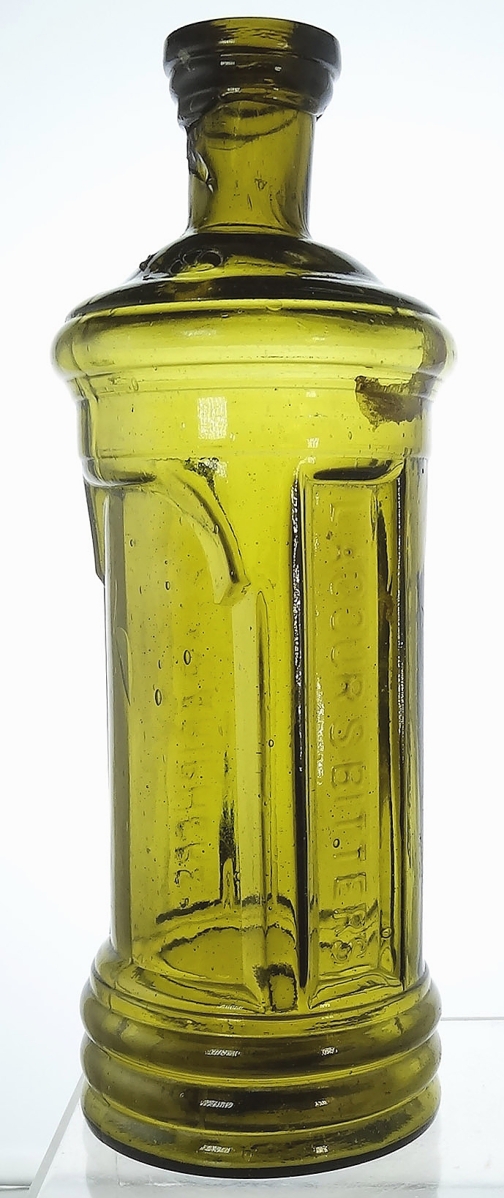 A Lacour’s Bitters with Sarsapariphere on reverse, applied mouth and in yellow green, had its trademark approved in 1867. The lot sold for $24,500.