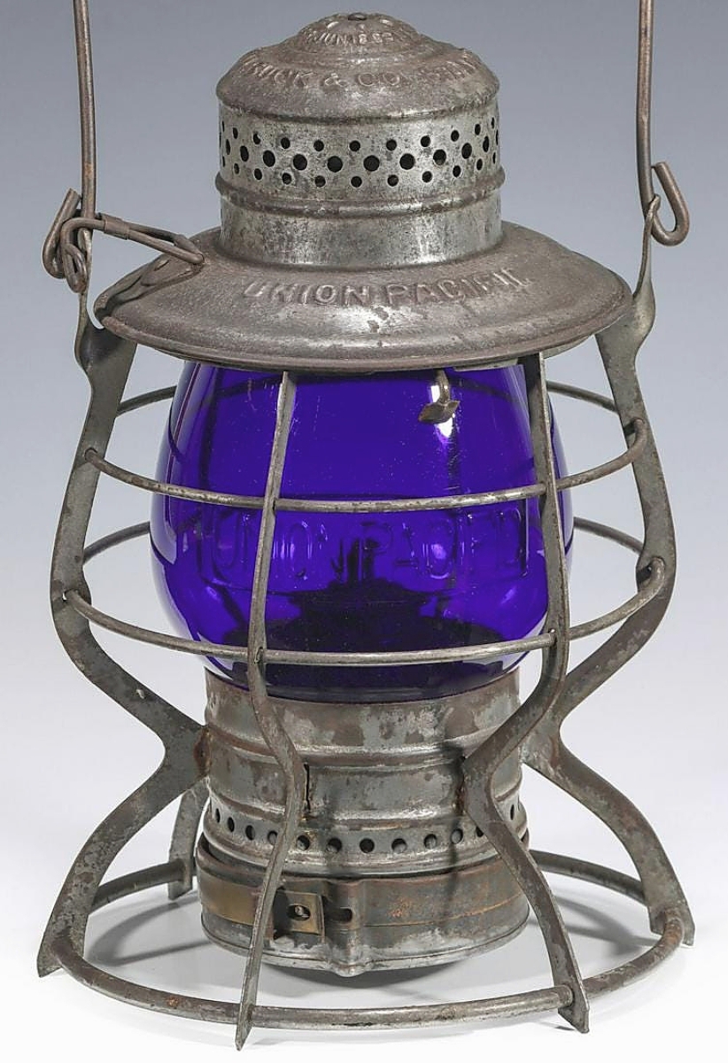 Vintage railroad lantern on sale globes