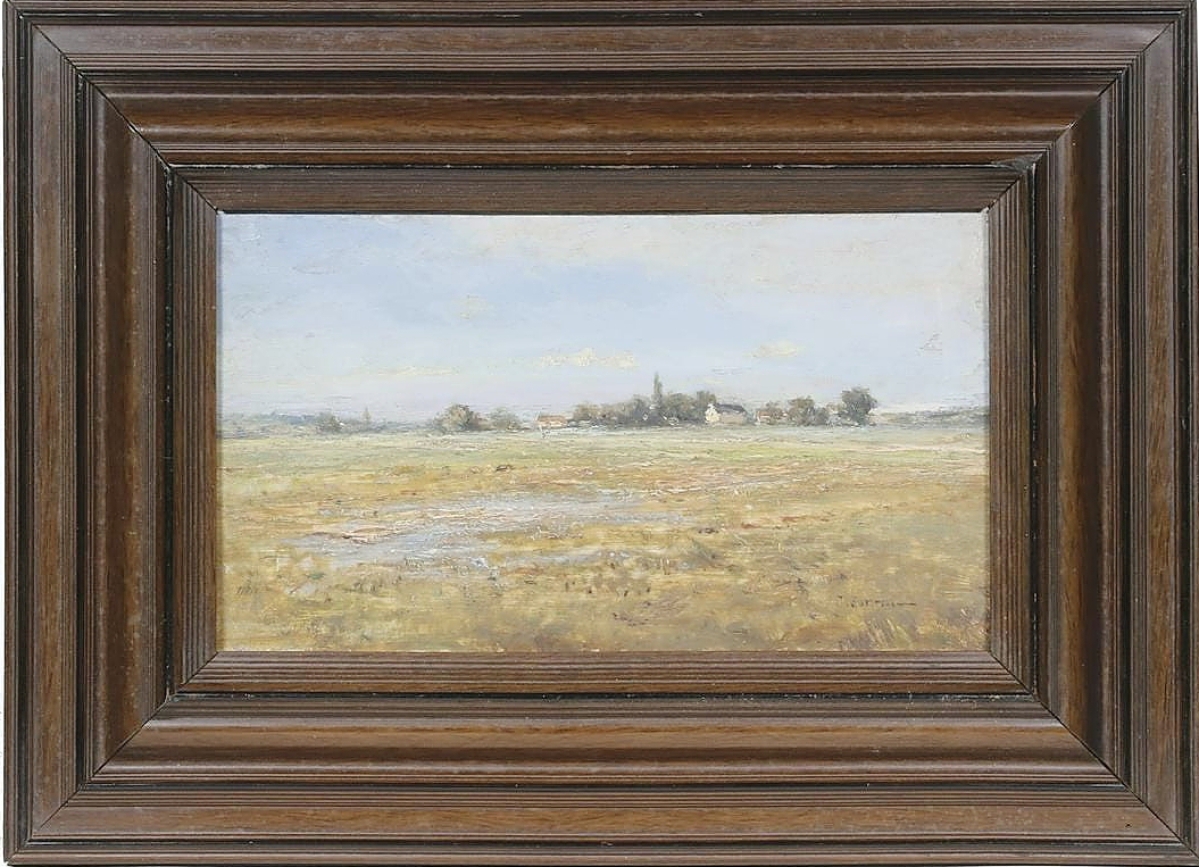 From Russian self-taught artist Ivan Pavlovitch Pokhitonov (1850-1923) was this landscape that attained a solid $25,200. It measured only 6 by 10½ inches.