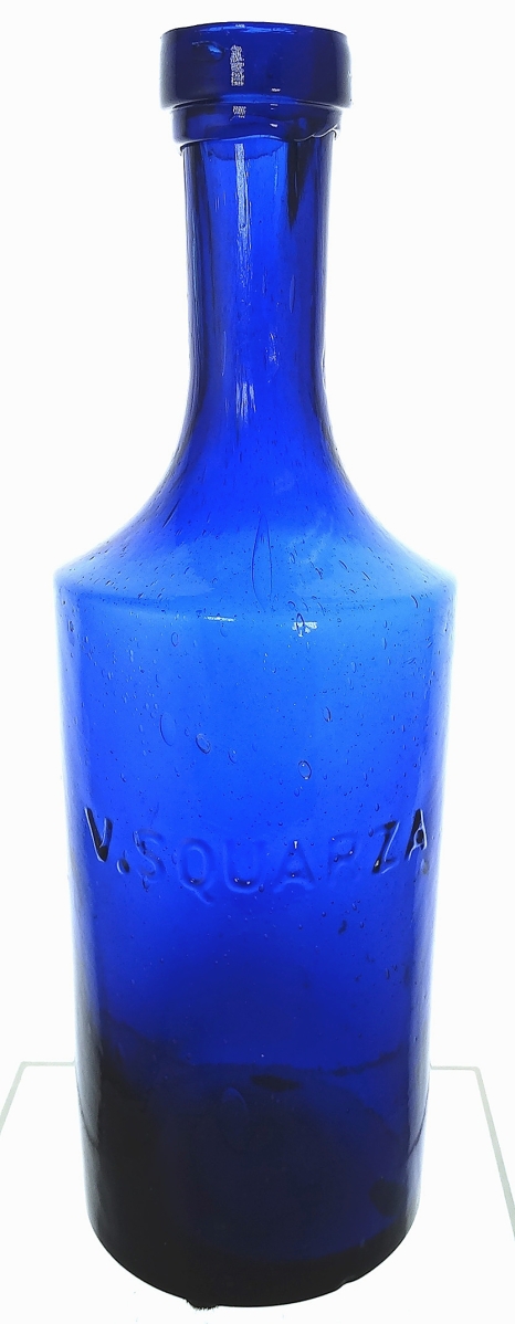Believed to have held bitters, this V. Squarza was trademarked in 1865 and was possibly called either a Hygienic or Selene Bitters. It sold for $15,525.