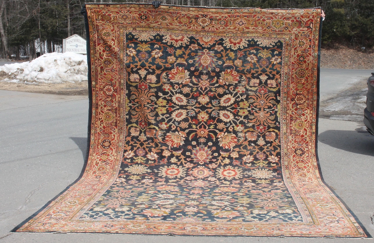 Top lot in the sale was this antique Persian Oriental room-size rug. A West Coast collector recognized it as a desirable blue Sarouk and it lofted above its $500 high estimate to finish at $6,150.